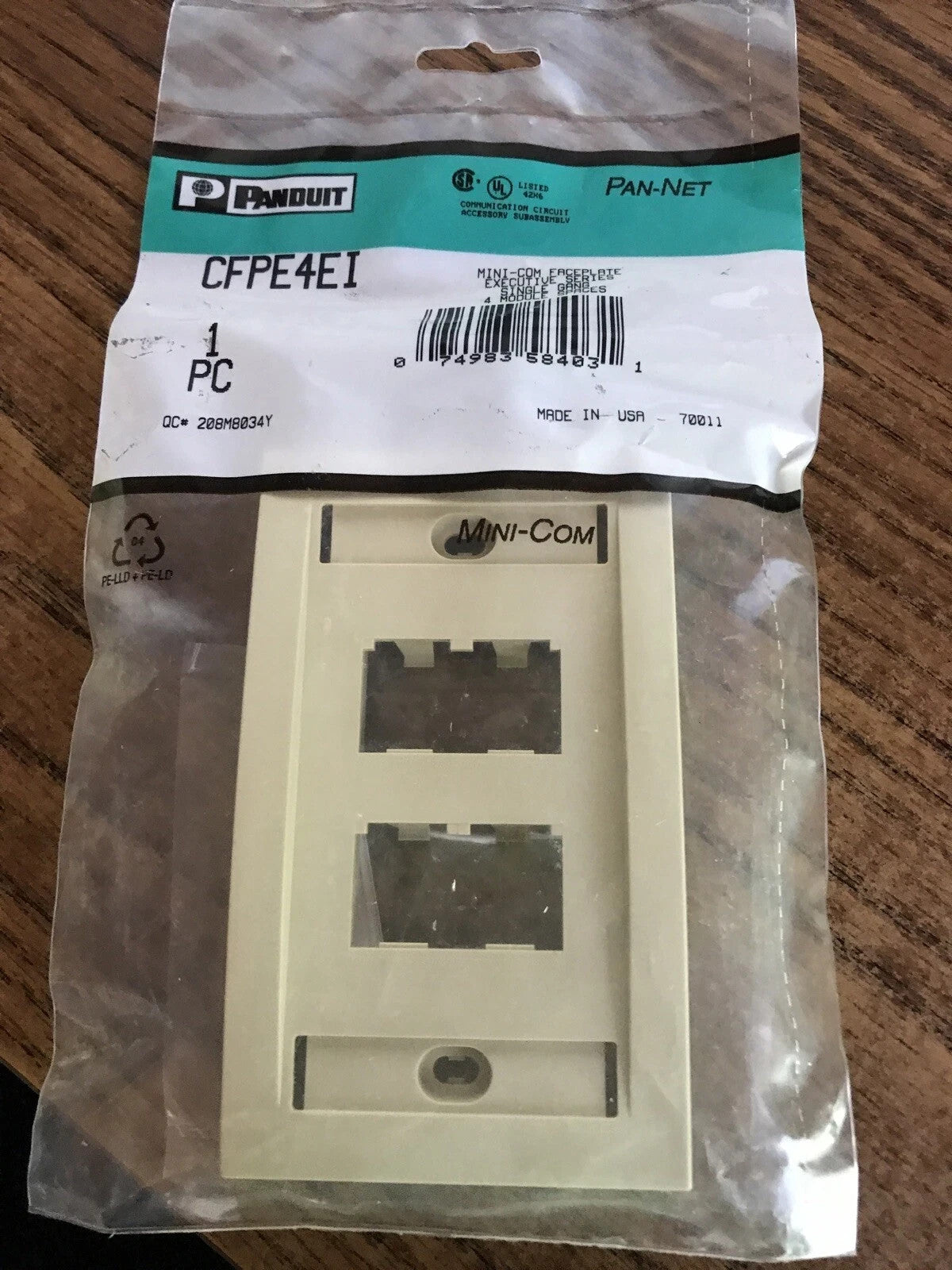 Panduit CFPE4EI Mini Com Faceplate - 4 position - Electric Ivory
