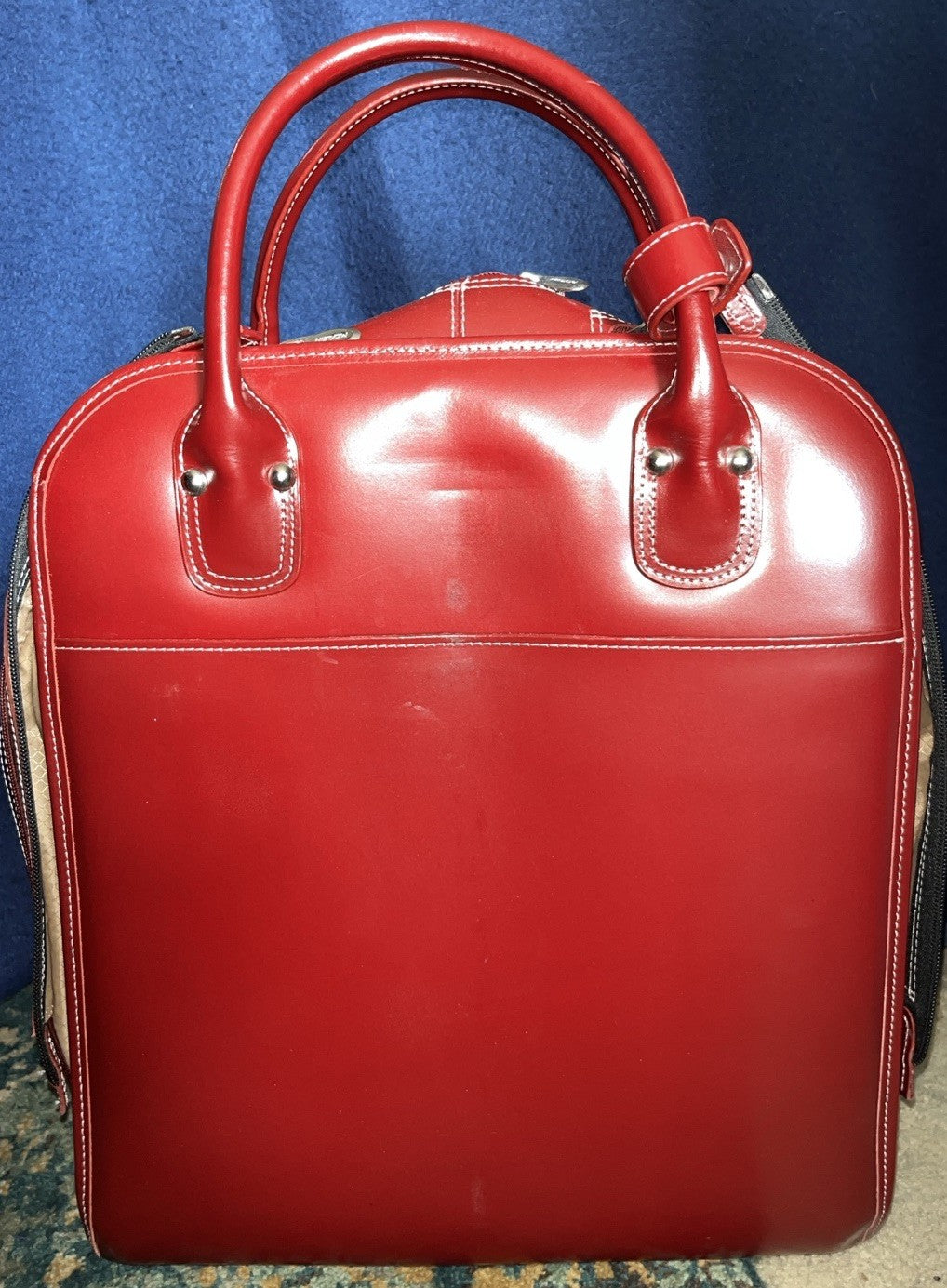 McKlein Leather Laptop Carry-On Bag Detachable Roll-On And Collapsible Handle