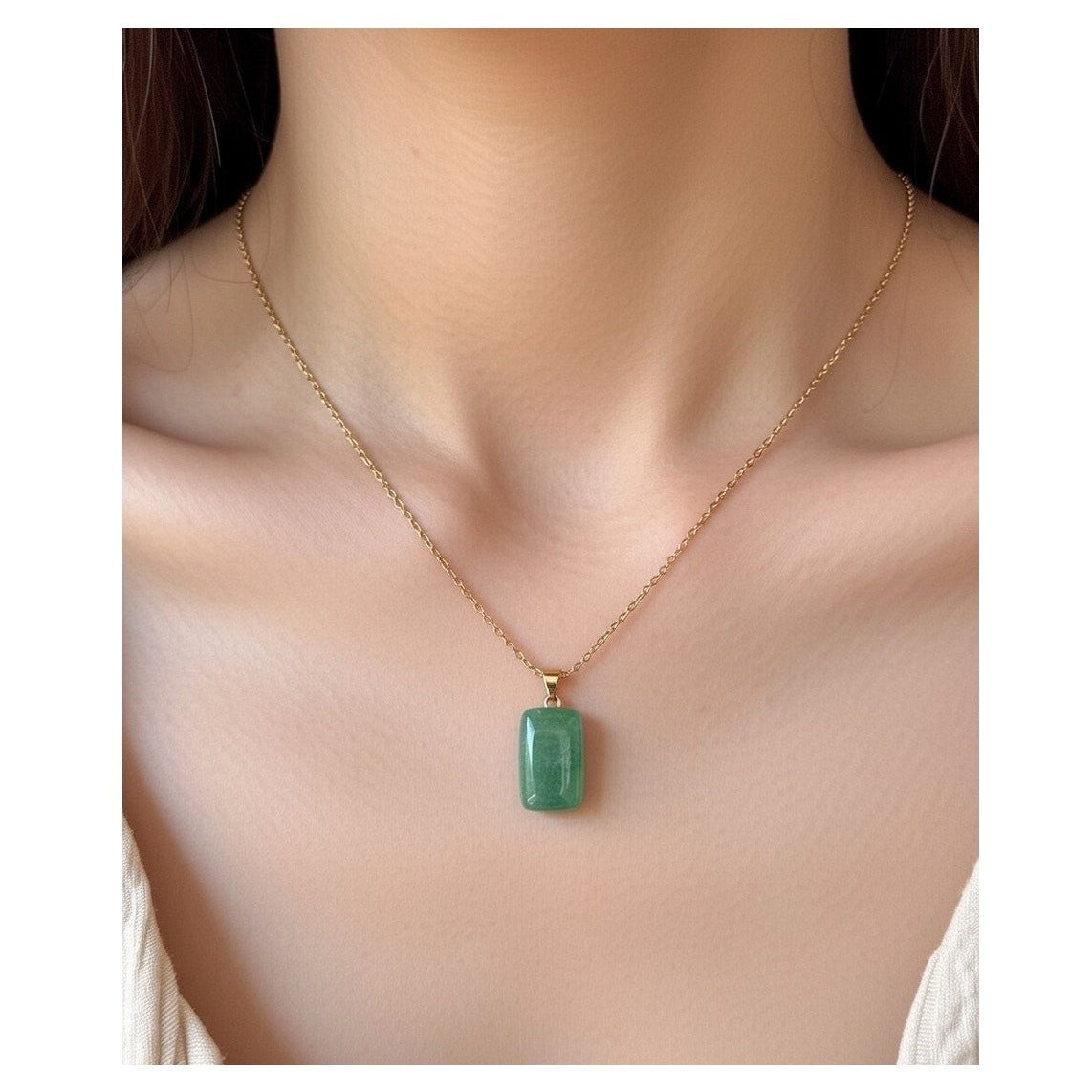 Tested Gemstone – Jadeite on 18" Gold Plated Necklace