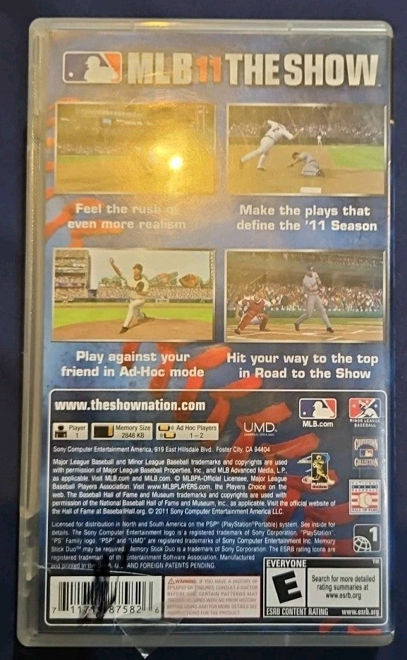 MLB 11: The Show (Sony PSP, 2011) Case + Artwork + Manual **NO GAME**
