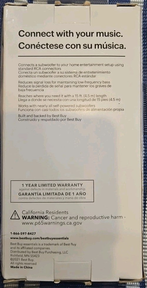 Best Buy essentials- 15' Subwoofer Cable - Black