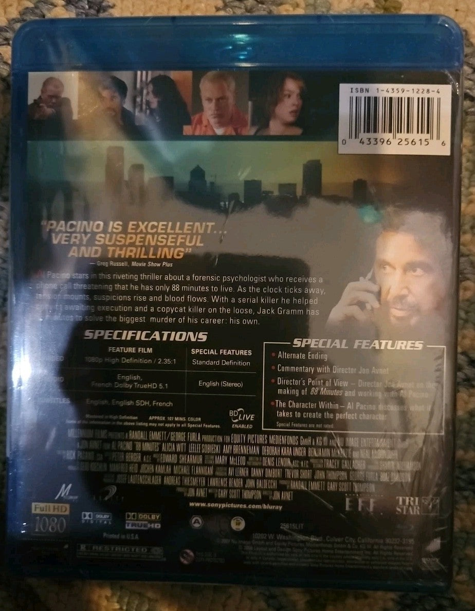 88 Minutes (Blu-ray, 2007) New. No Digital Download