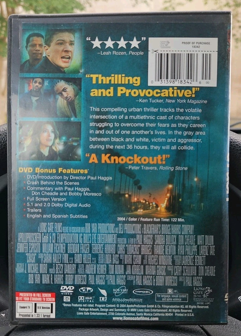 Crash (DVD, 2004) Slim Case. Tested. Cropped Artwork