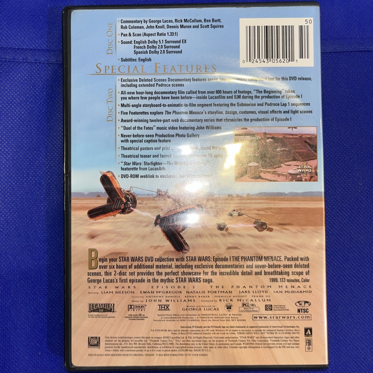 Star Wars Episode I: The Phantom Menace (DVD, 2002, 2-Disc Set, Full Frame)