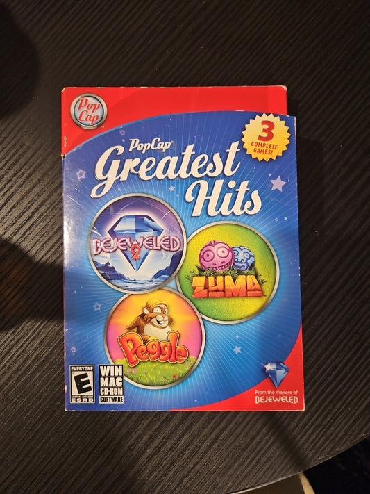 3 Games Bejeweled 2, ZUMA, Peggle - Pop Cap Greatest Hits Windows Mac CD ROM