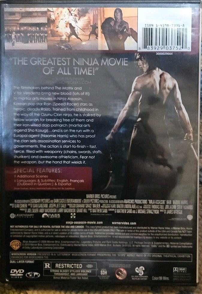 Ninja Assassin (DVD, 2009) New