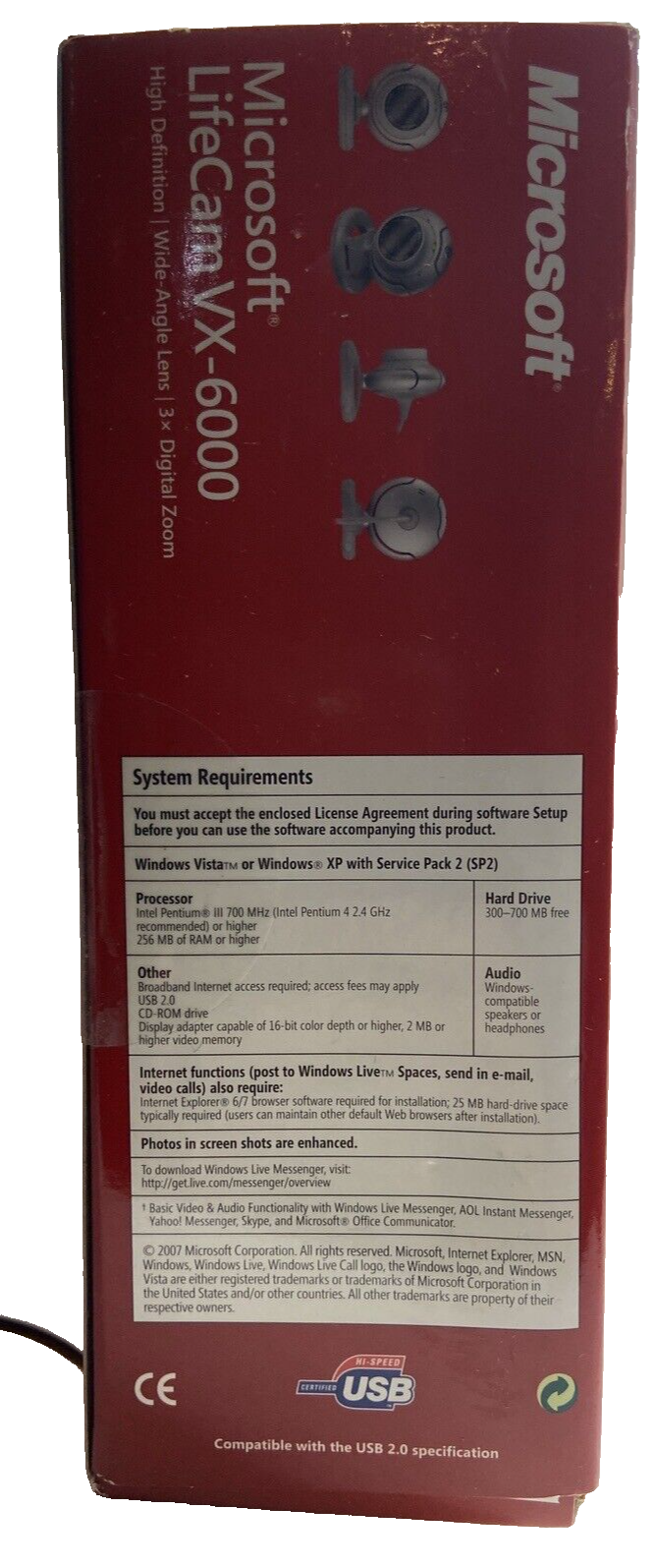 Microsoft LifeCam VX 6000 High Definition Digital Computer Camera Webcam