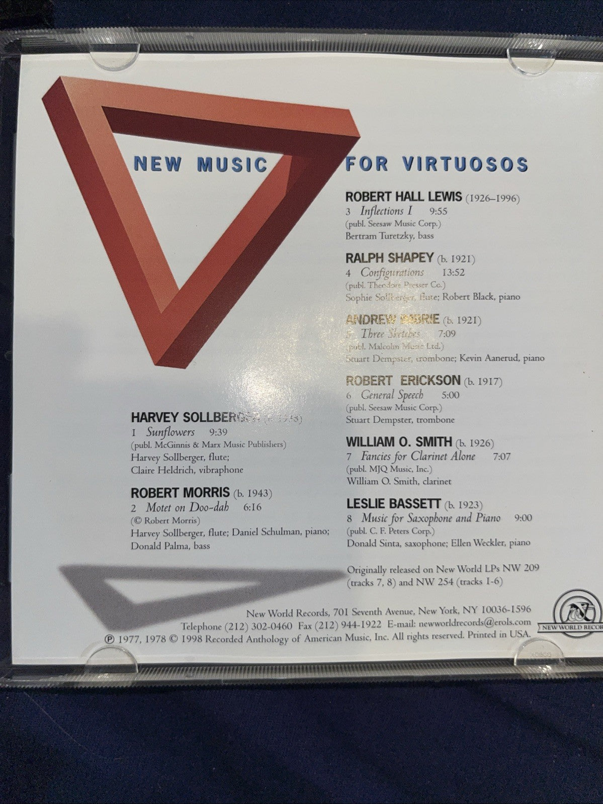 New Music Virtuosos by Erickson / Sollberger / Imbrie / Lewis (CD, 1998)