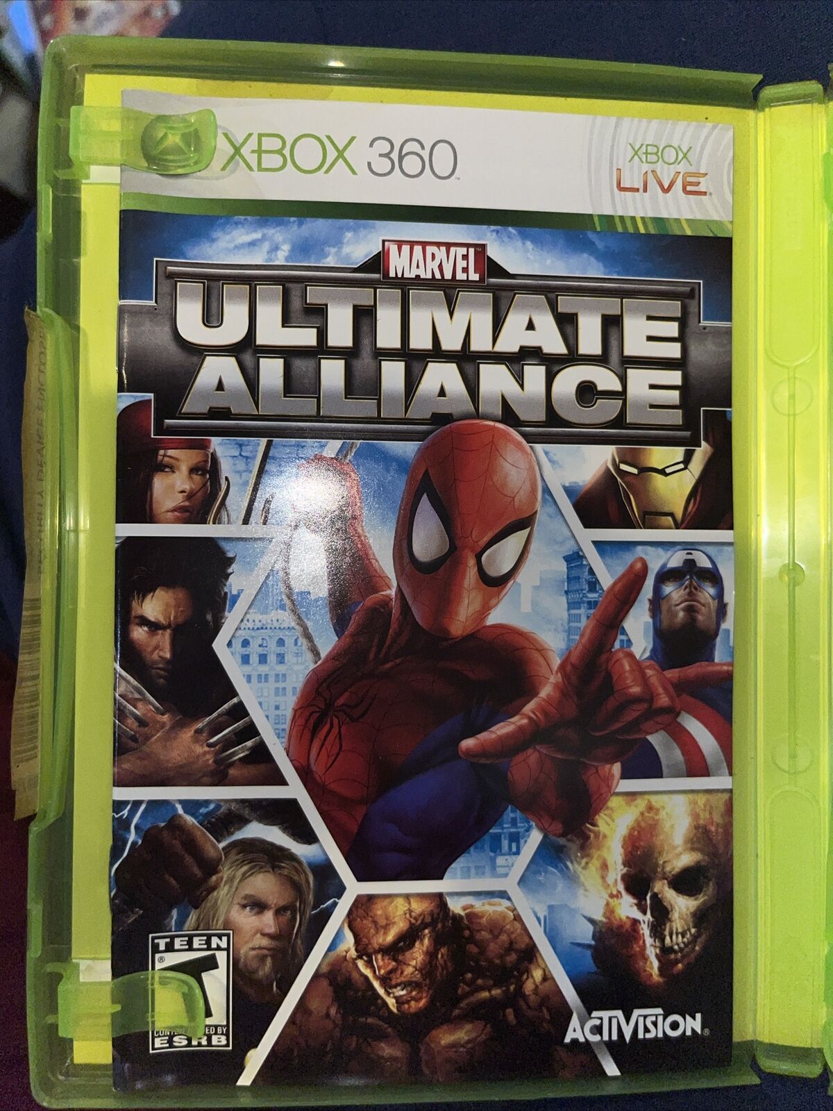 Marvel: Ultimate Alliance/Forza Motorsport 2 (Xbox 360) Stained Cover Art.