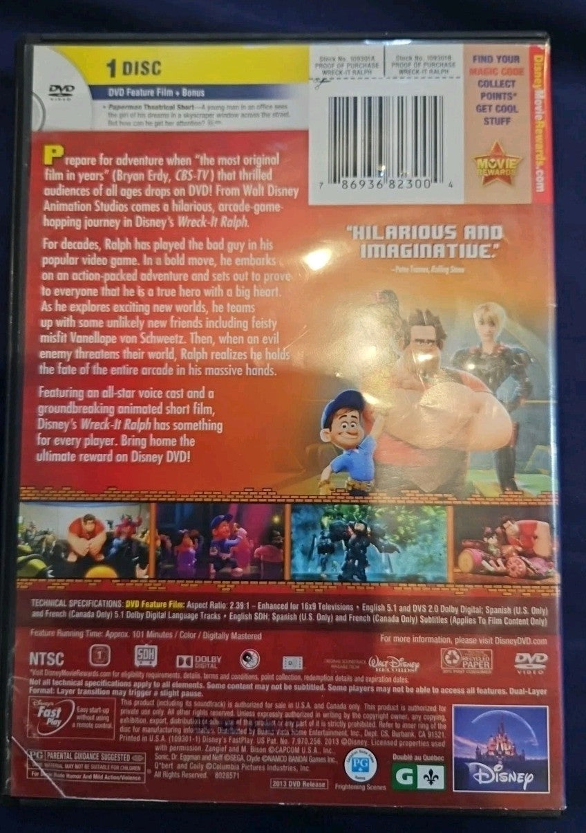Wreck-It Ralph (DVD, 2012) Tested. New Case. 