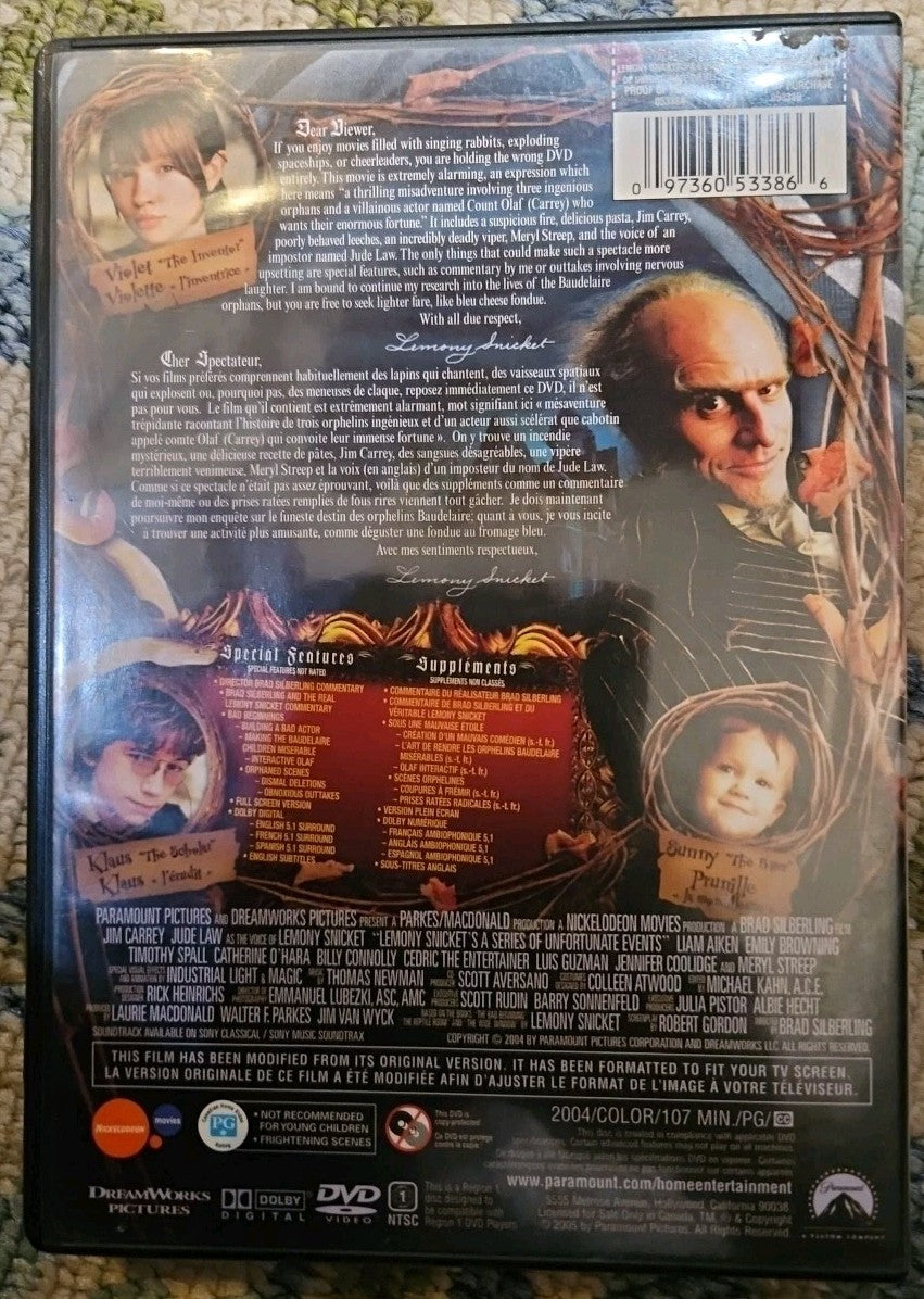 Lemony Snickets A Series of Unfortunate Events (DVD, 2010, Canadian) New Sealed