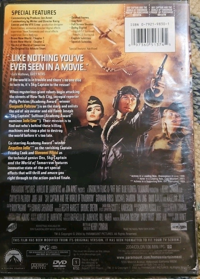 Sky Captain and the World of Tomorrow (DVD, 2005, Full Frame)