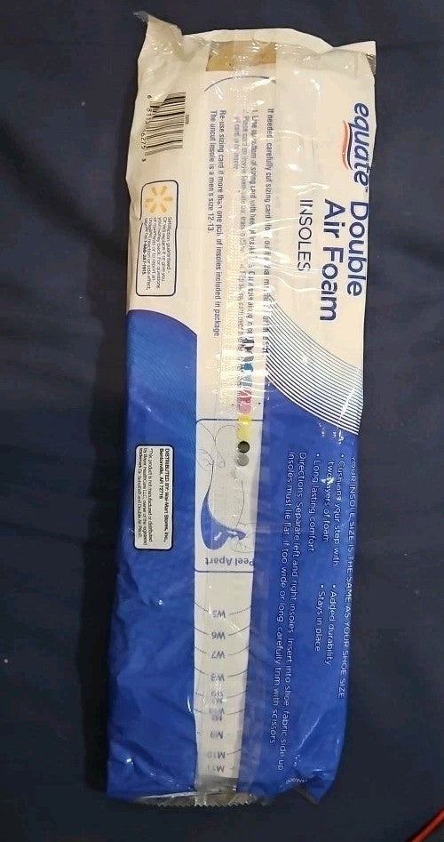 Equate Double Air Foam Insoles Unisex One Size 1 Pair Trim to Fit