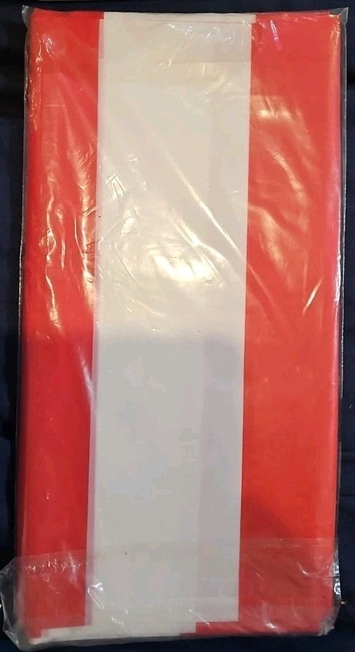 54" x 108" Red & White Striped Table Cloth