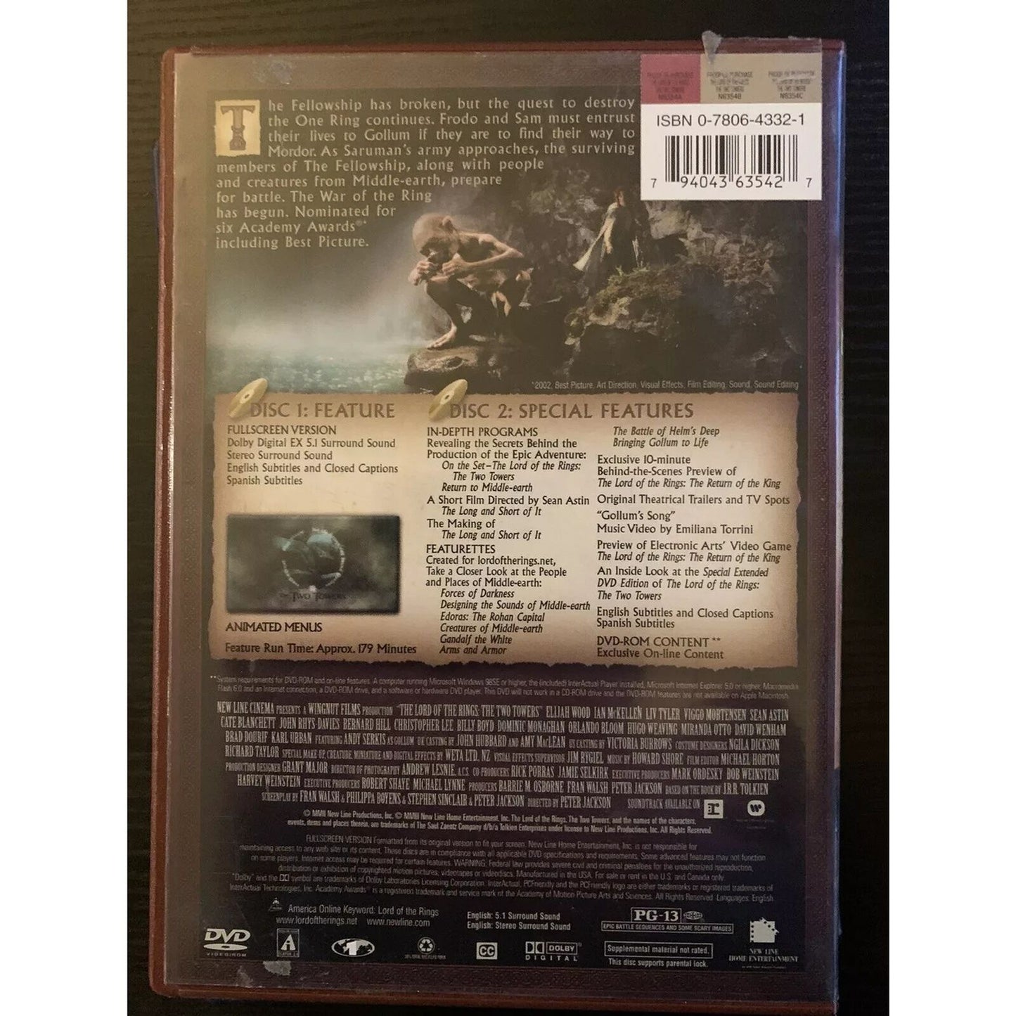 The Lord of the Rings: The Two Towers (DVD 2-Disc Set, Full Frame)