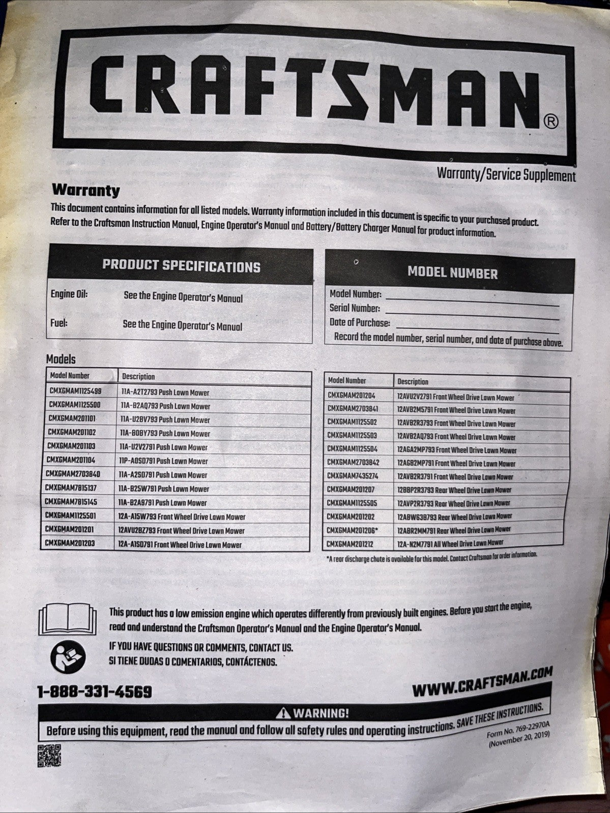 Craftsman Fast Engine Start Guide 778-17498