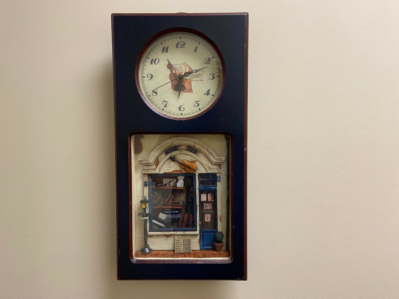 Arister #880473 Shadow Box "Music Shop" Wall Clock