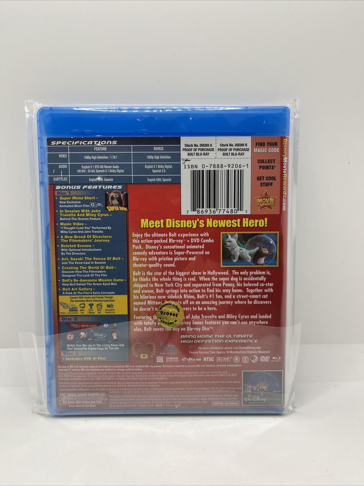 Bolt (Blu-ray Disc, 2009, With DisneyFile)