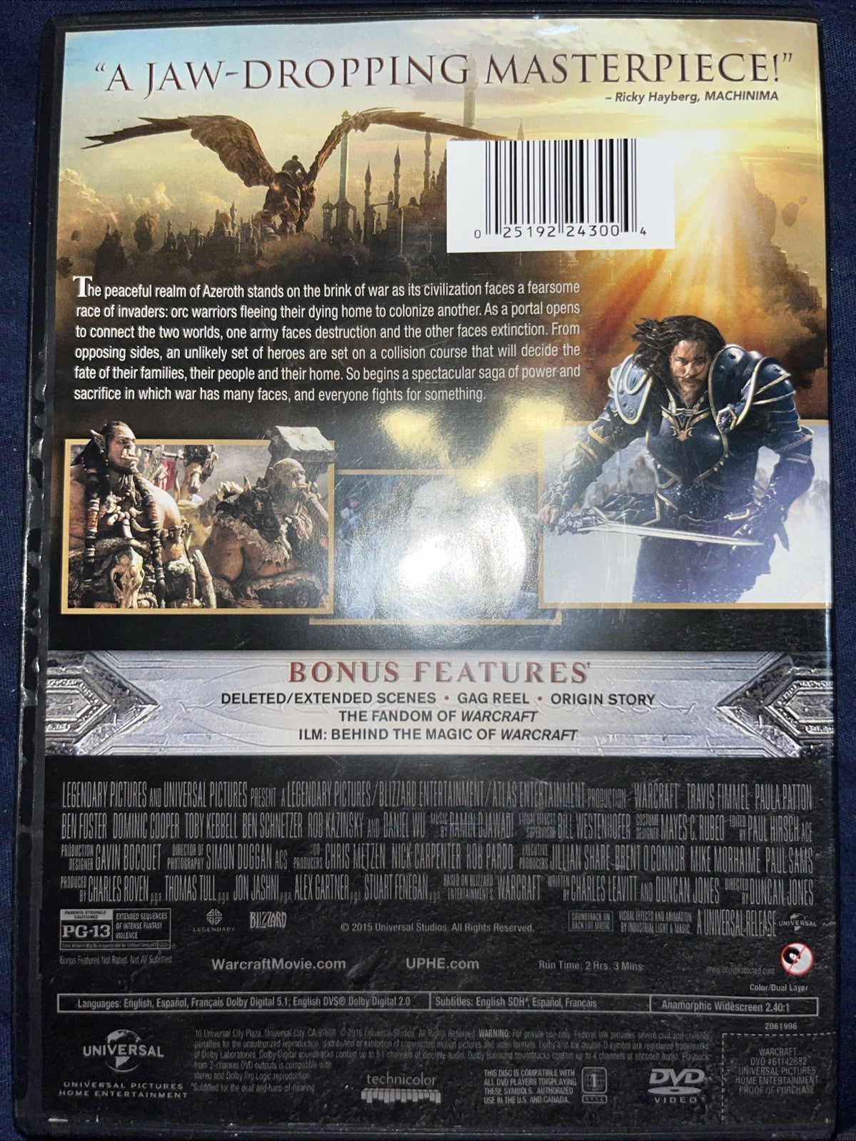 Warcraft (DVD, 2016) Sealed