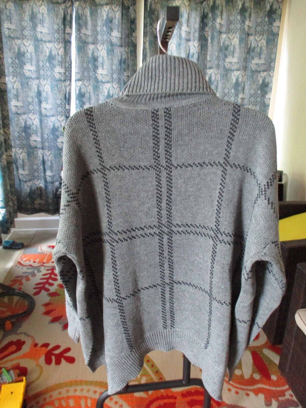 JODIFL Charcoal and Black Grid Turtleneck Sweater XS NEW