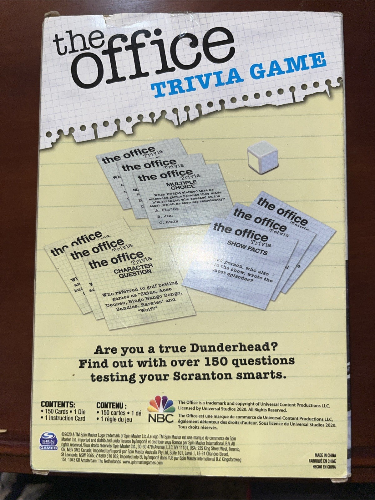 The Office Trivia Game Ready to Roll 150 Cards and 1 Die TV Show