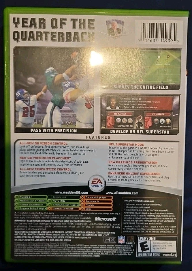 Madden NFL 06 (Xbox) Tested. No Scratches. New Case.
