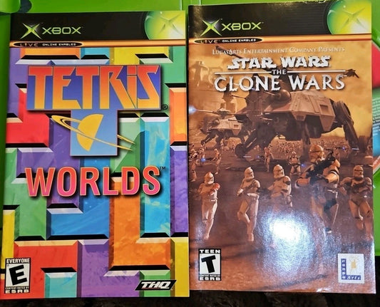 Star Wars The Clone Wars + Tetris Worlds (XBox) No Cover Art. Tested. New Case