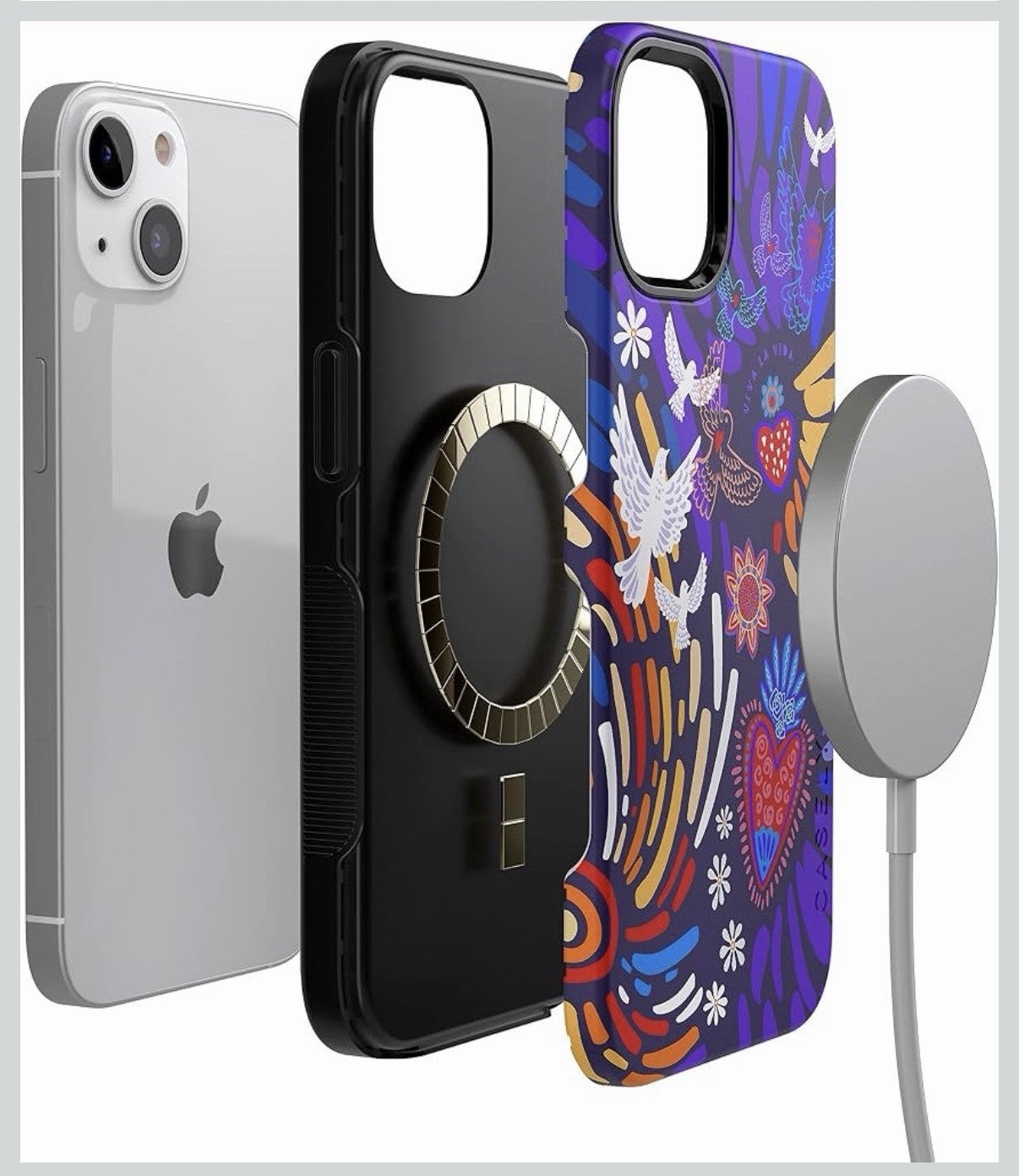 Casely iPhone 15 Case | Viva La Vida | Frida Kahlo Collage Heart Birds Sun