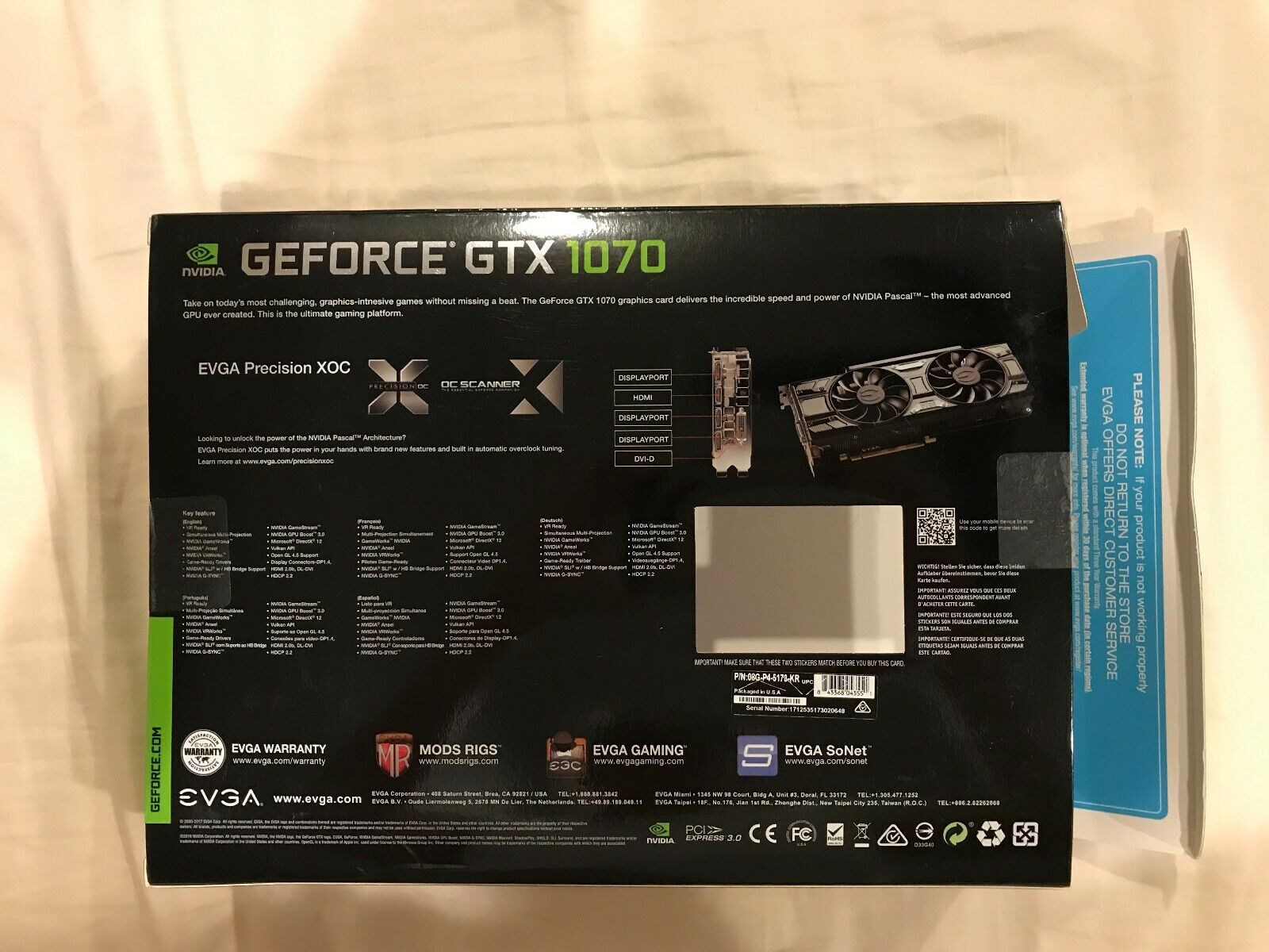 Empty Box - Nvidia Gigabyte Geforce 1070 - Original Contents