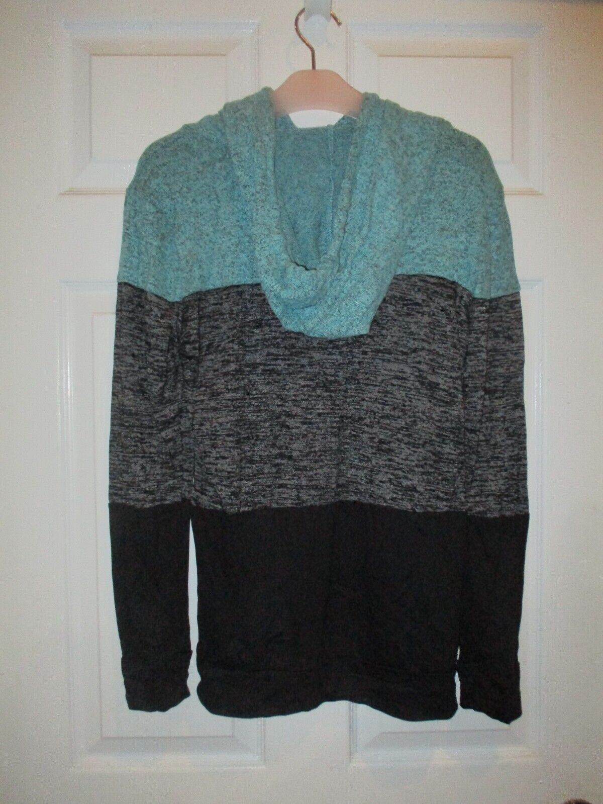 P.S. Kate Soft Knit Blue Gray Black Hoodie Medium NEW