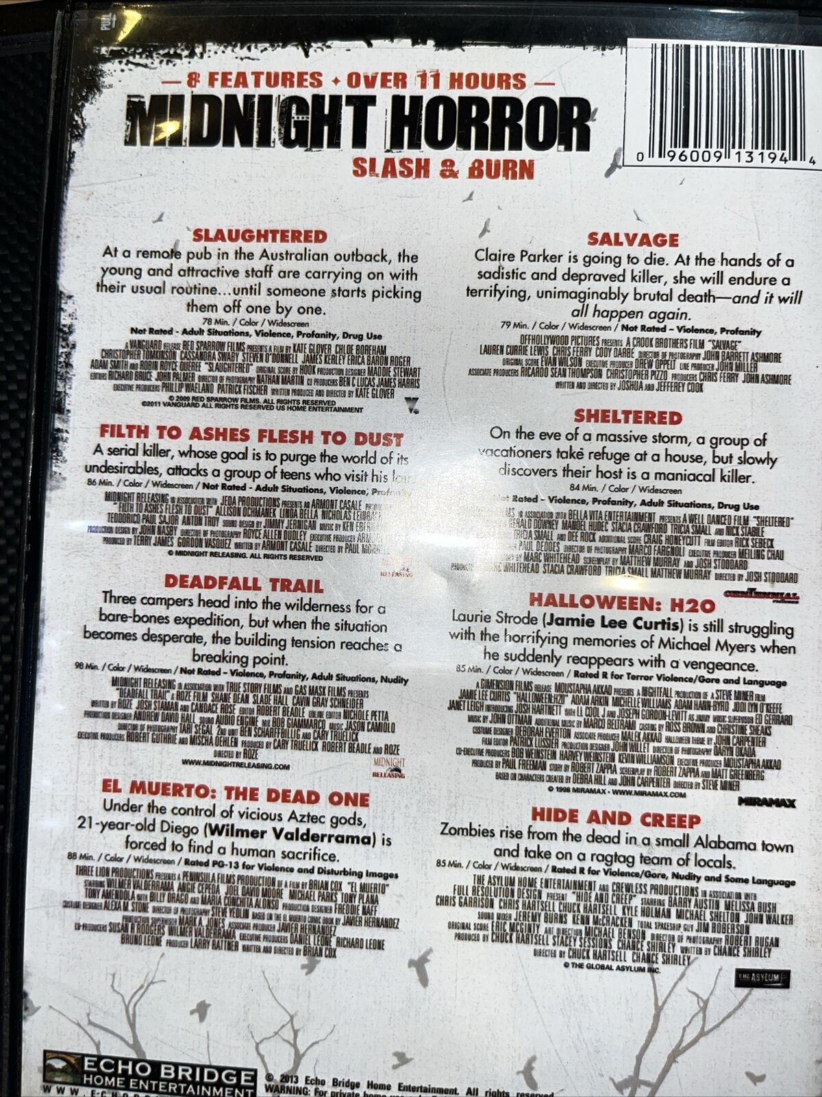 MIDNIGHT HORROR : SLASH & BURN DVD - BRAND NEW & SEALED - 8 MOVIE PACK HALLOWEEN