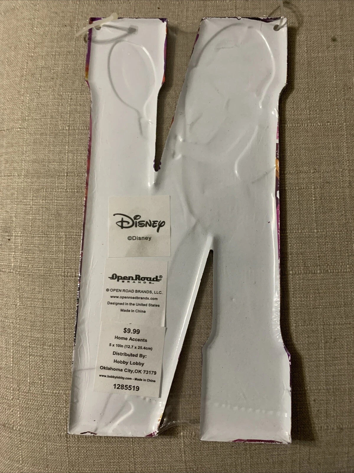 Disney Princess Rapunzel Decor Wall Sign Dimensional Letter "N" Metal Tin