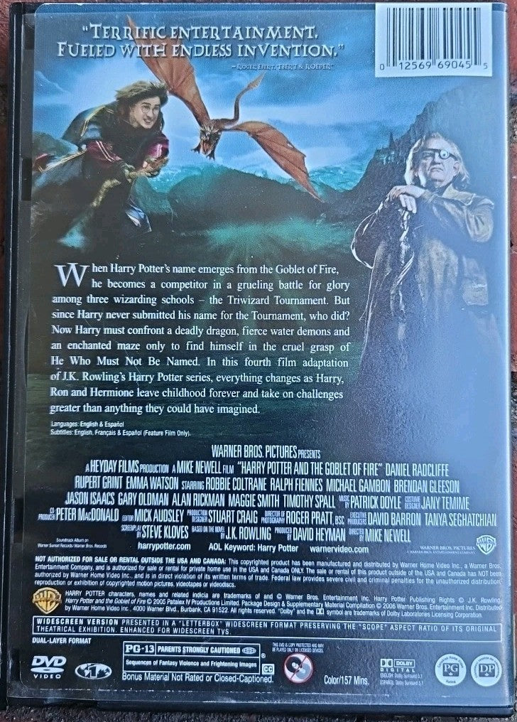 Harry Potter and the Goblet of Fire Widescreen Edition DVD Warner Bros NEW