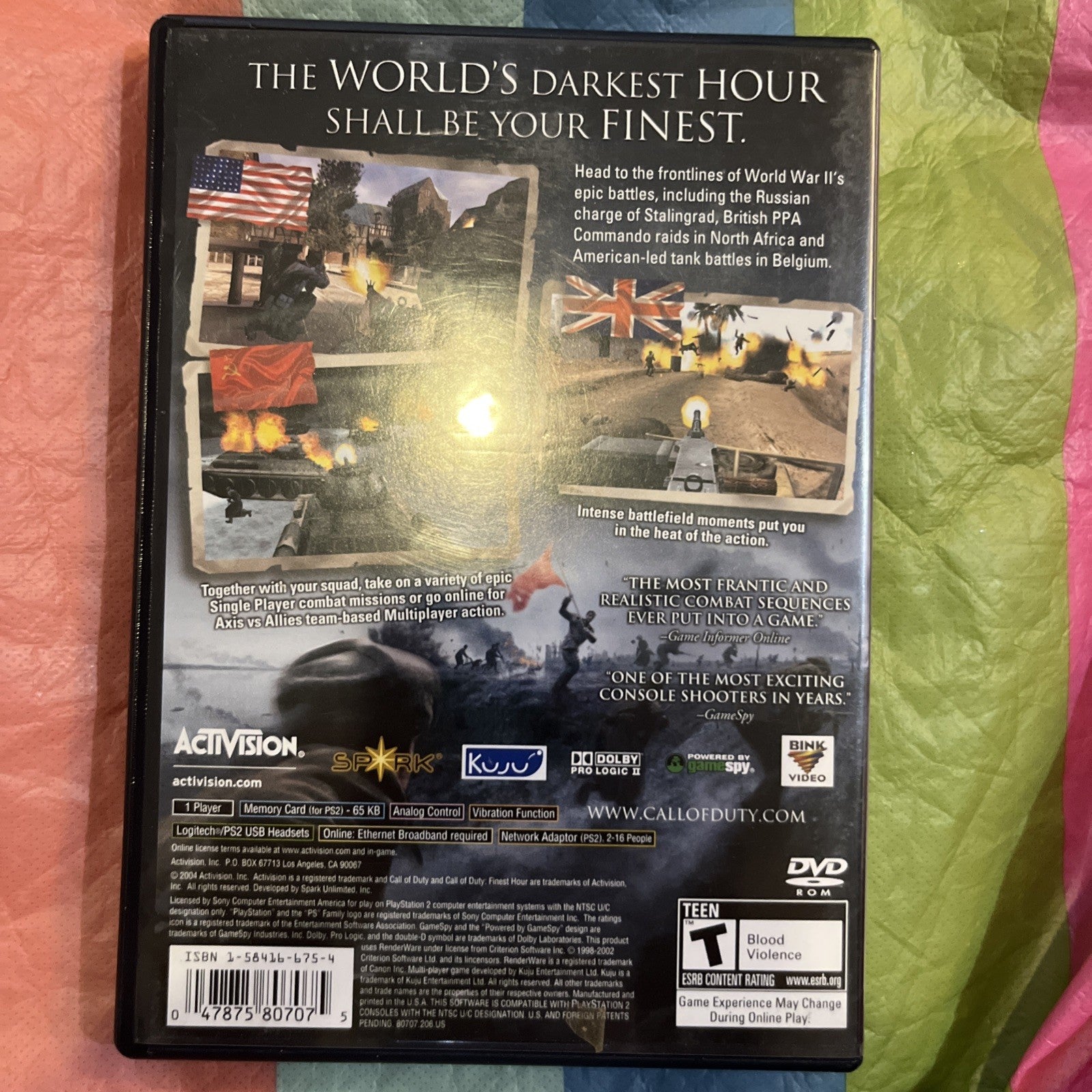 Call of Duty: Finest Hour (PS2) CIB. Manual. Original Case