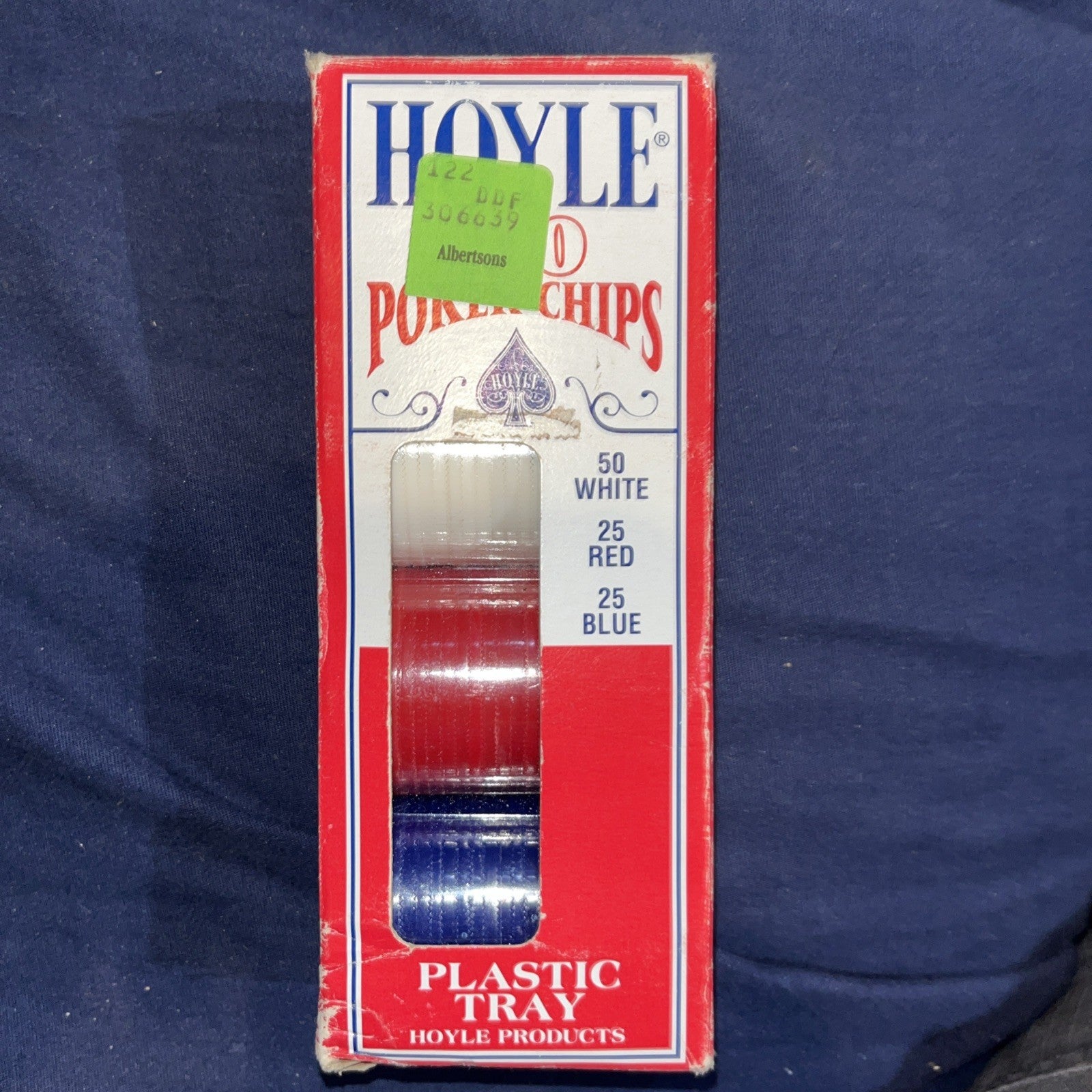 Hoyle 100 Poker Chips with Plastic Tray - Vintage 1992 Set New Old Stock NOS