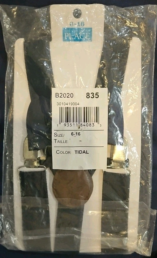 The Children's Place 6-16 Navy Blue Suspenders & Bow Tie 2 Piece Set NEW!