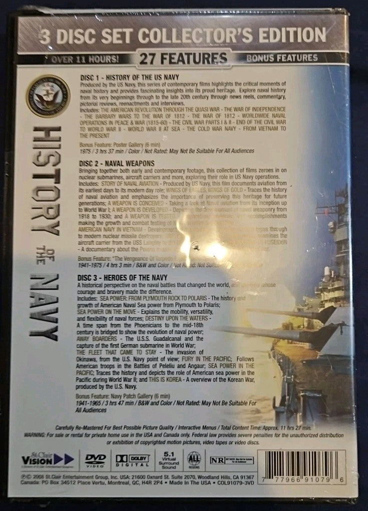History of the Navy (DVD, 2008, 3-Disc Set) Sealed