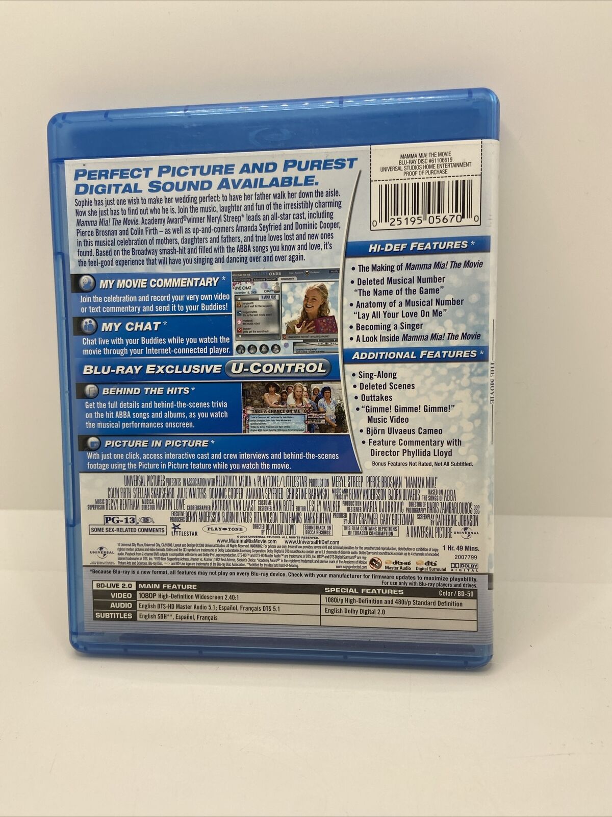 Mamma Mia (Blu-ray Disc, 2008, 2-Disc Set)