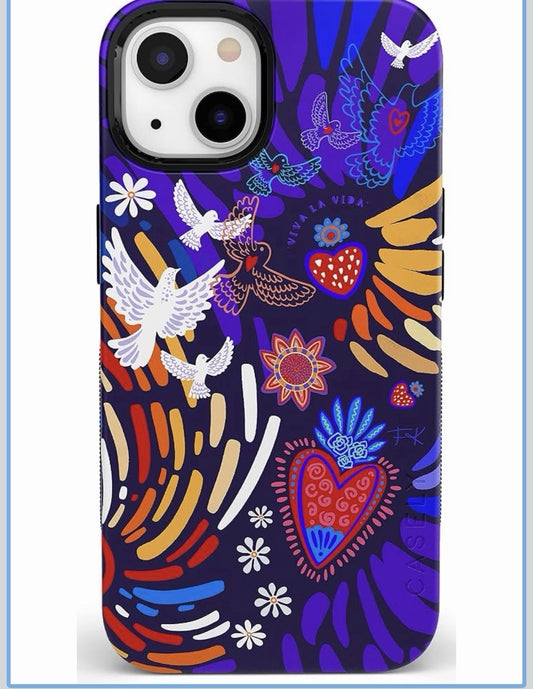 Casely iPhone 15 Case | Viva La Vida | Frida Kahlo Collage Heart Birds Sun