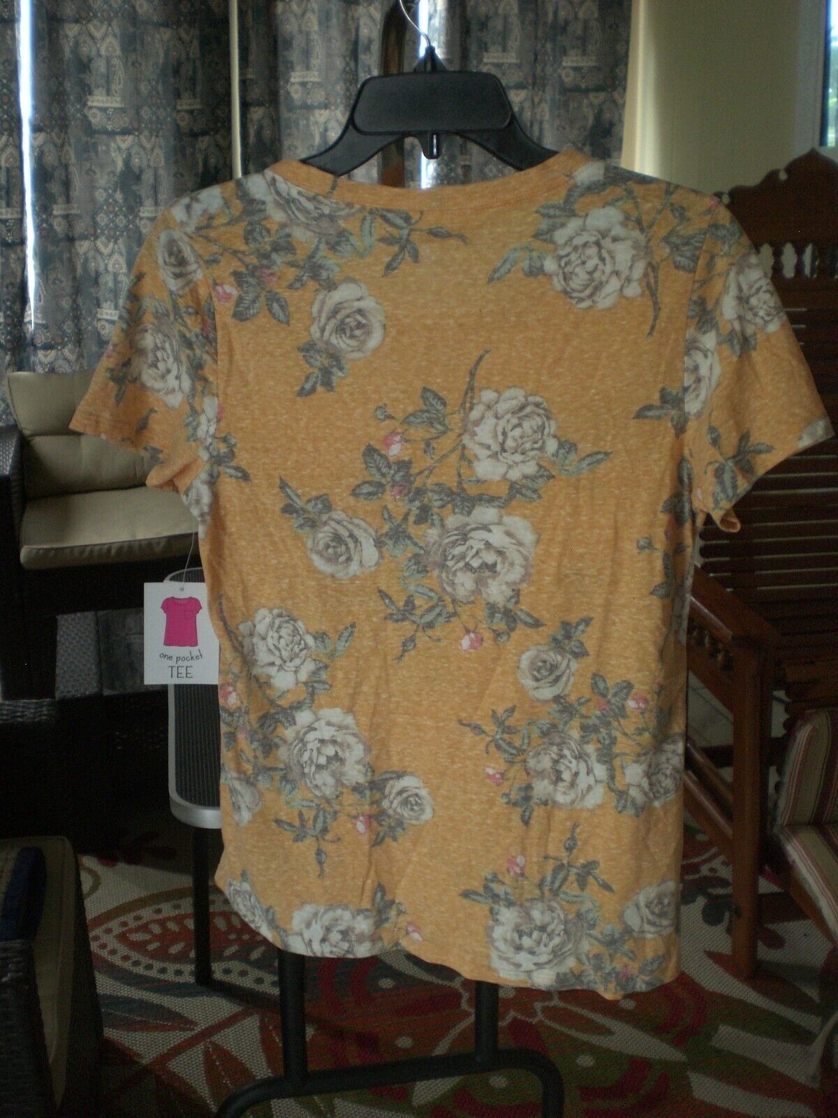 NWT Bobbie Brooks Mustard Floral Top Shirt Blouse SMALL