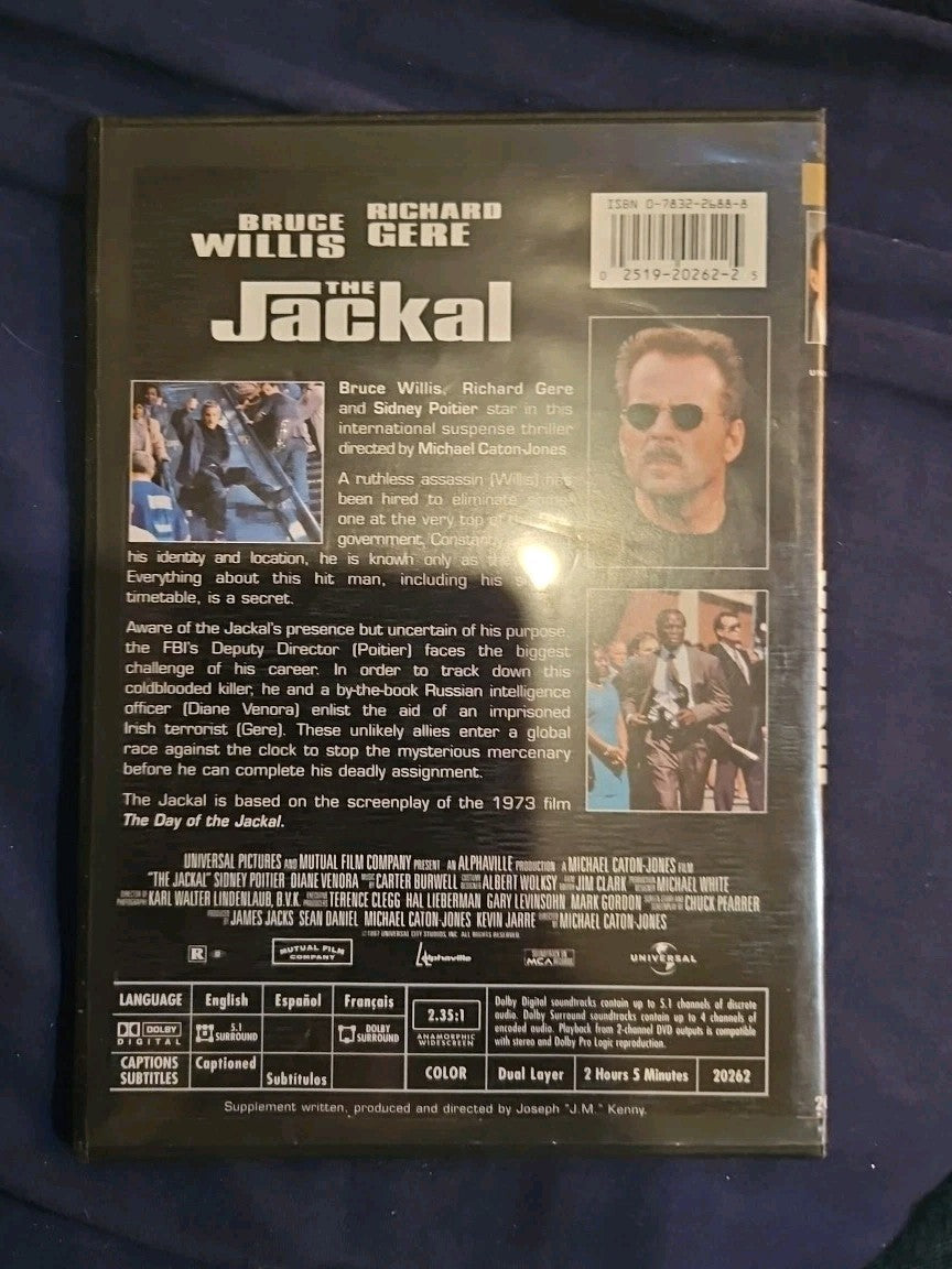 The Jackal (DVD, 1997) Slimcase. Cropped Sleeve.