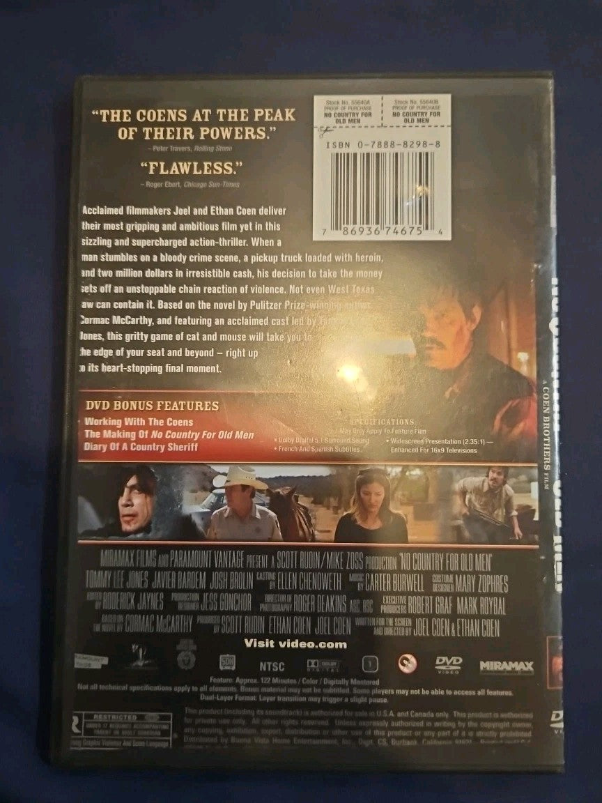 No Country for Old Men (DVD, 2007) Slimcade. Artwork Cropped. Tested
