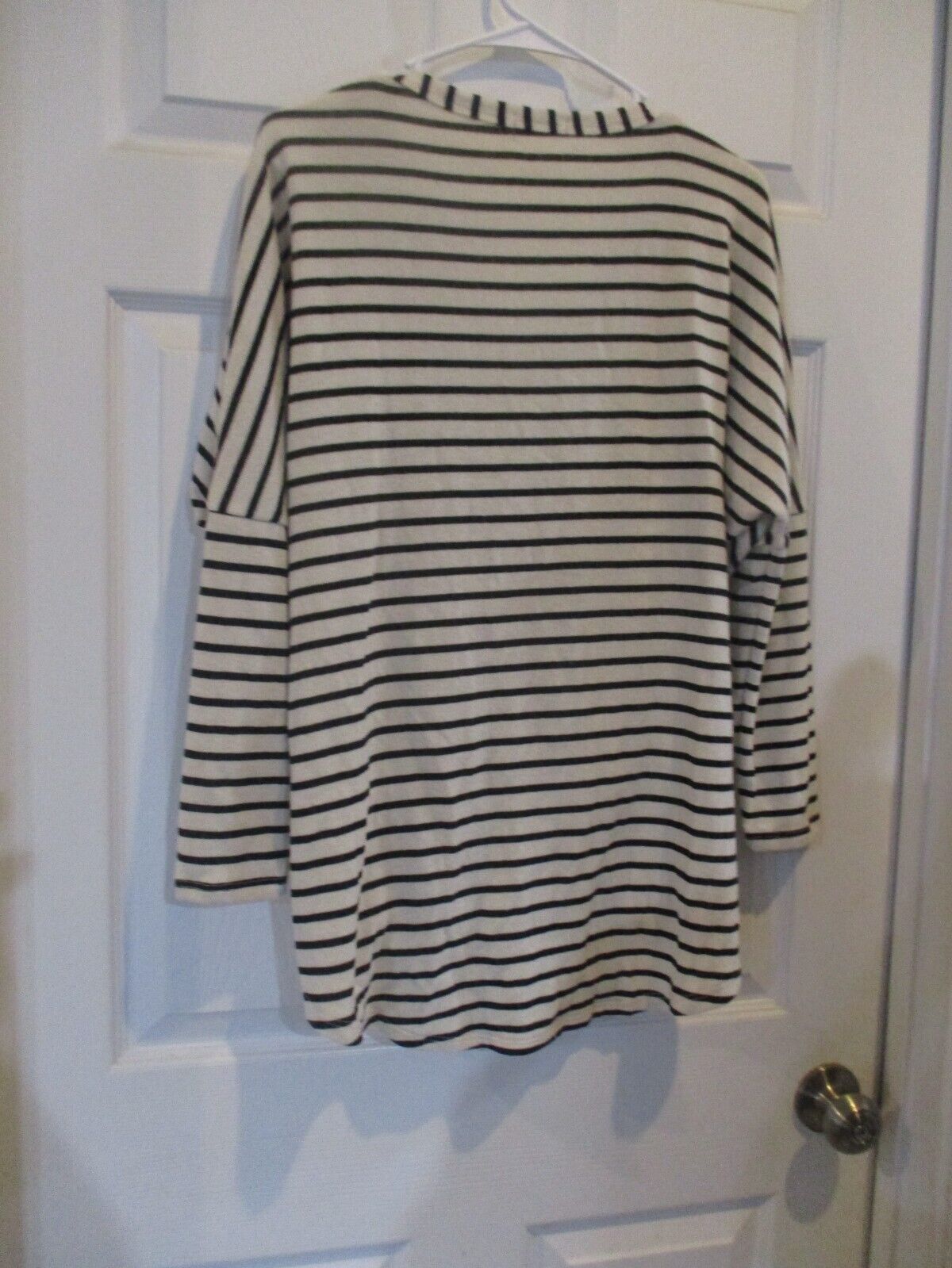 12PM by Mon Ami Beige Black Strip Knit Top Small