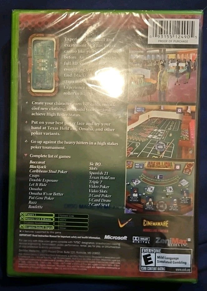High Rollers Casino (Microsoft Xbox, 2004) New Sealed