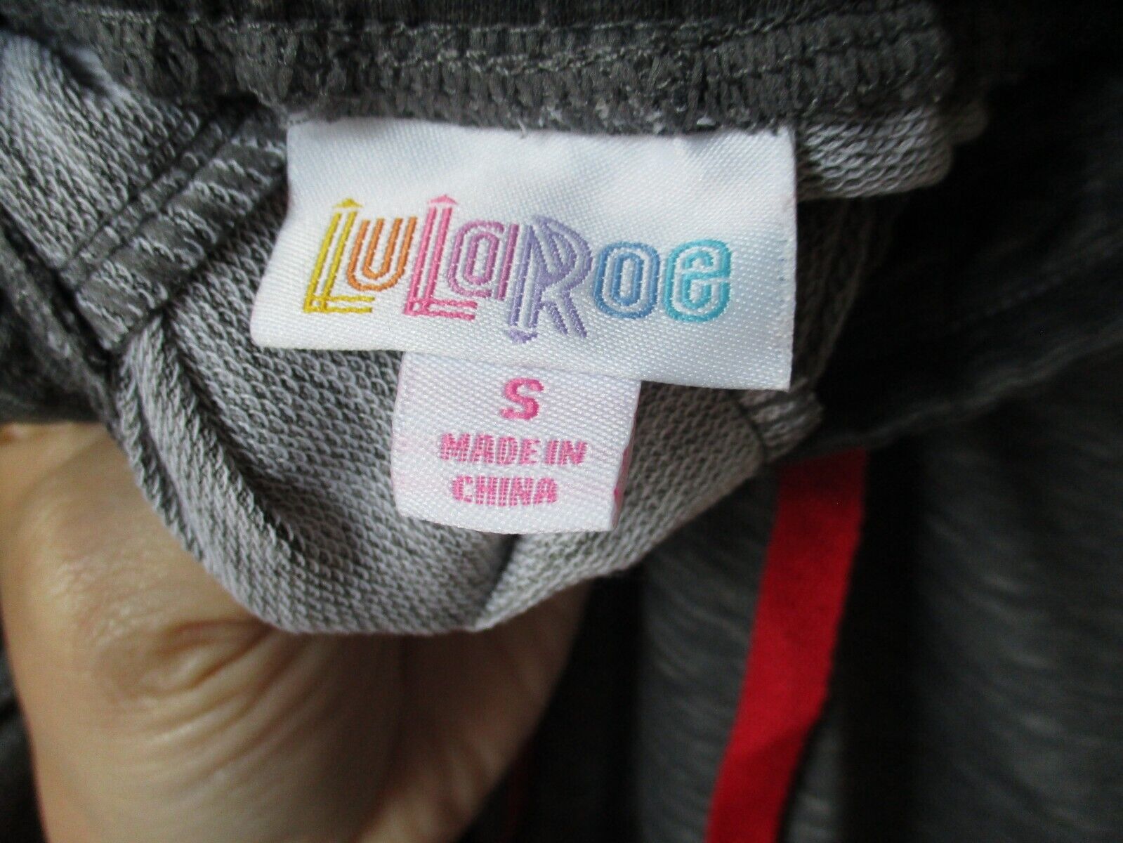 LuLaRoe Jax NWOT SMALL Heathered Gray with Red Heart Knee Patches Joggers