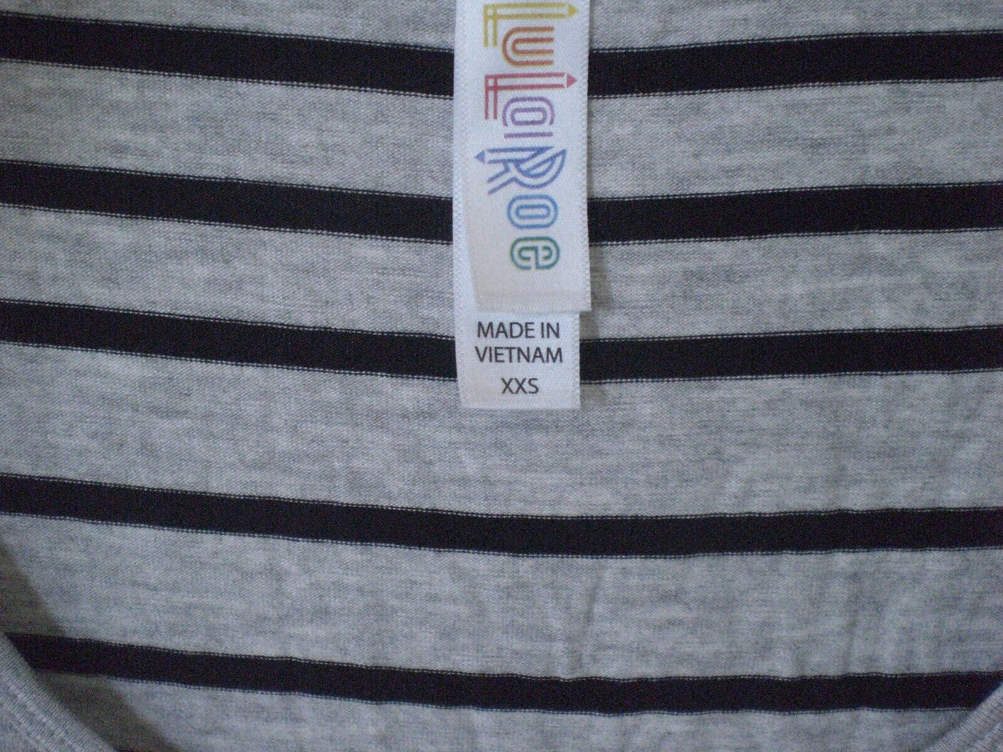 NWT LuLaRoe XXS Perfect T Shirt Top Blouse Gray with Black Stripes