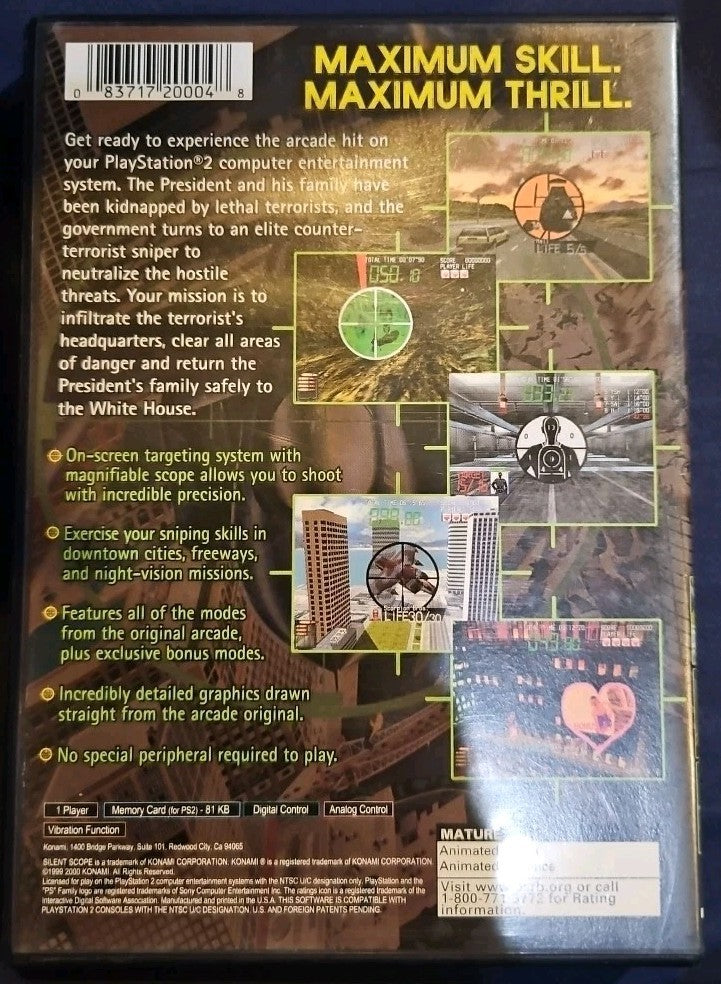 Silent Scope - Sony PlayStation 2. No Game. Case + Artwork + Manual ONLY