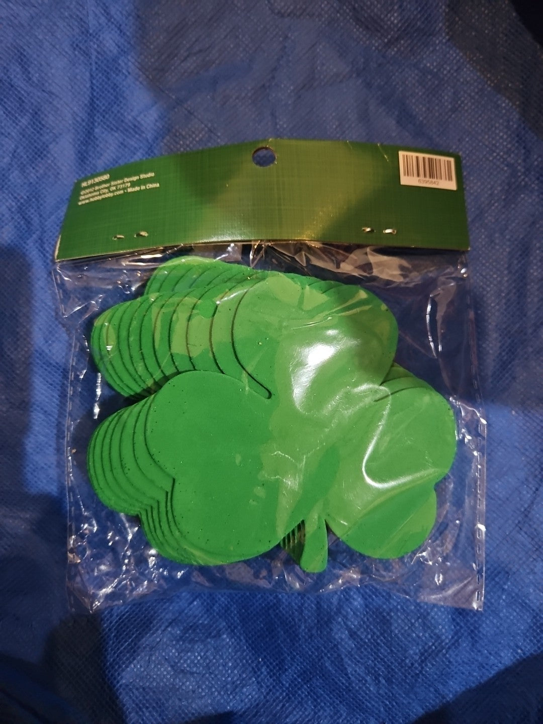 Shamrock Clover Foam Cutout - Green Glitter Clover Shape - 4 Inches - 12 Pc