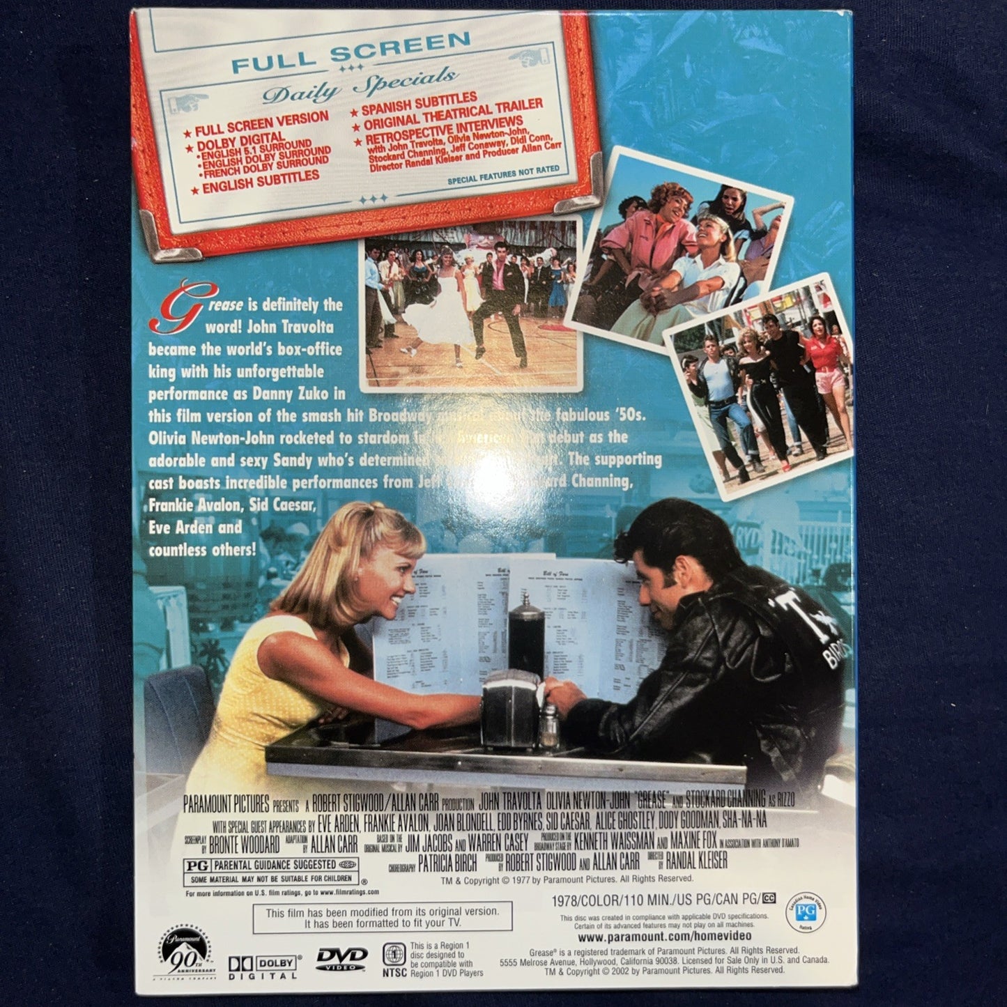 Grease (DVD, 2003, Full Frame Checkpoint) Tested. With Slipcover