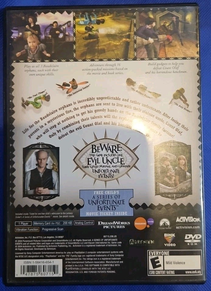 Lemony Snicket's A Series of Unfortunate Events (PS2) Mint. CIB